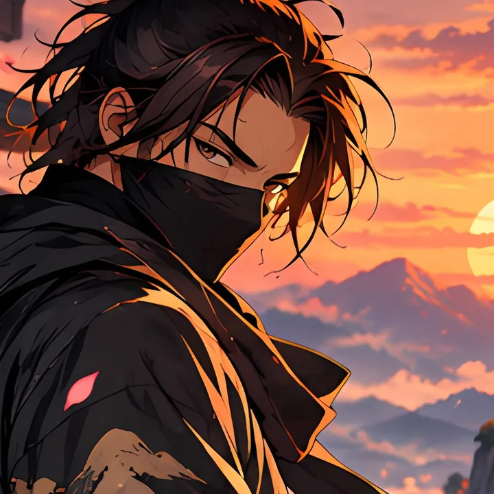 Anime ronin illustration after AI 4× upscaling, with crisp outlines